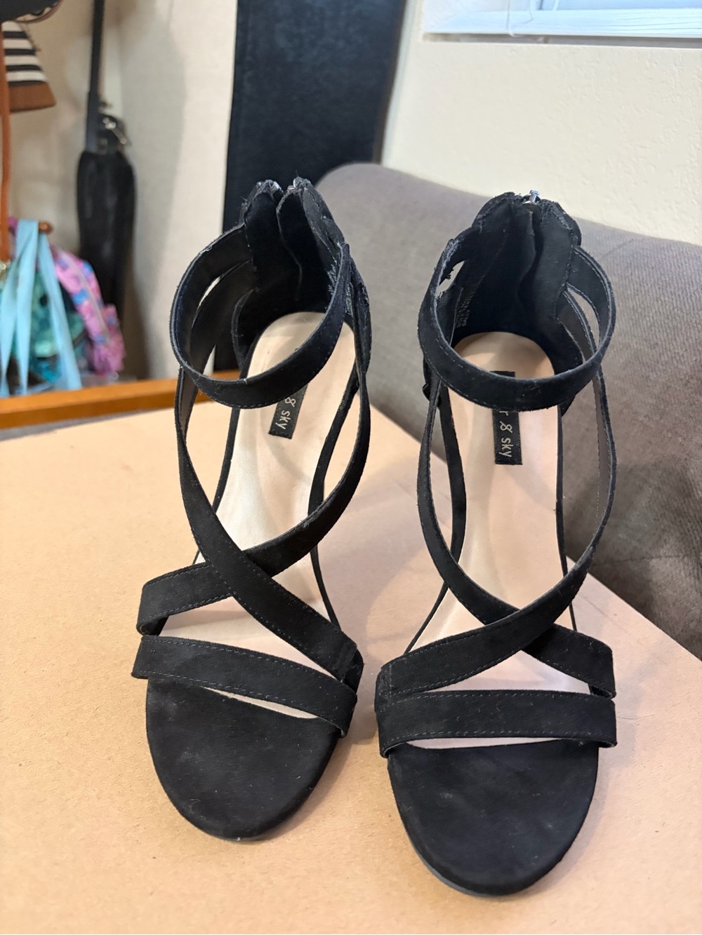 Parker & Sky Black Strappy Heels